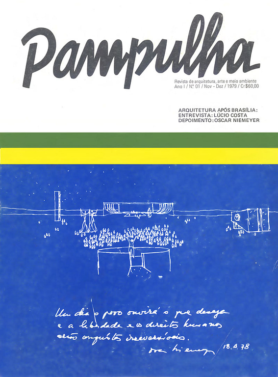 Capa Revista Pampulha nº1 - 1970, desenho de Oscar Niemeyer